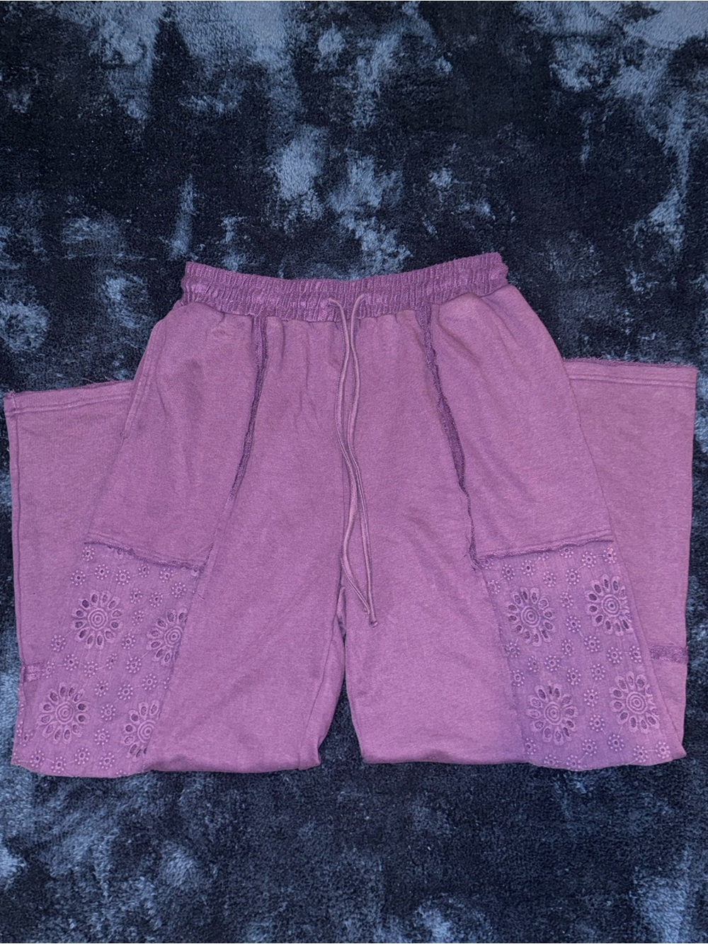 Women's Wide Leg Eyelet Detail Pants